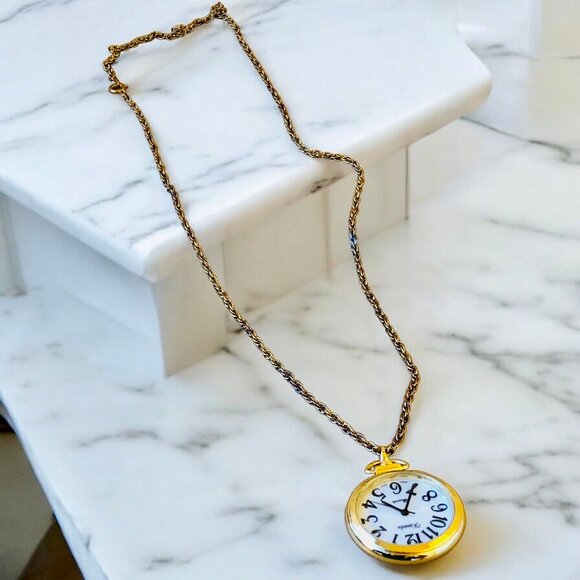 Xanadu Vintage Goldtone Watch Pendant Necklace Quartz Japan Untested - Picture 4 of 12